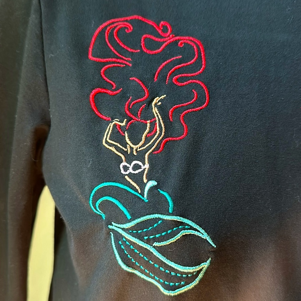 Little Mermaid Ariel Embroidery Cropped Hoodie